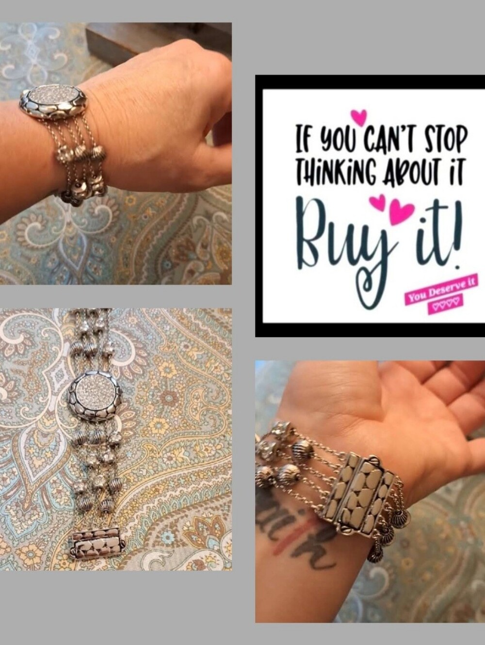 Elegant Silver Bracelet with Crystal Accents.